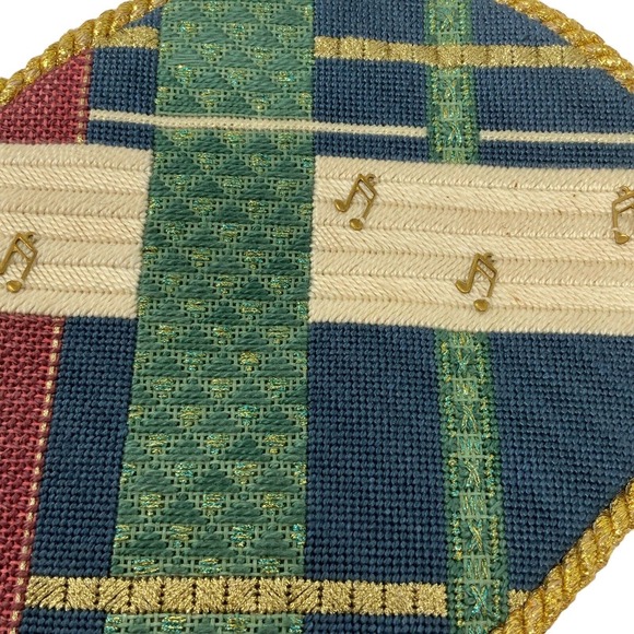 Vintage Handmade Stitched Heart Wall Hanging Joy To The World Music Pocket - Picture 6 of 16